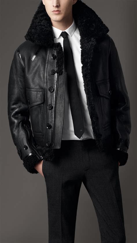 burberry shearling bomber jacket mens